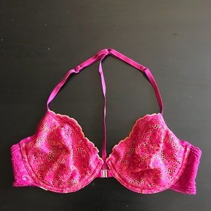 Free People Magenta Lace Front Clasp Bralette 34D
